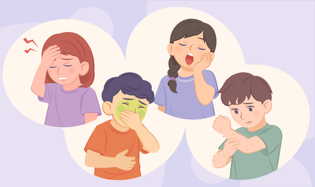 дети с симптомами опухоли мозга: тошнота и рвота, слабость и сонливость, головная боль, шишки и уплотнения