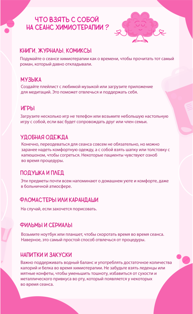 Что взять с собой на сеанс химиотерапии