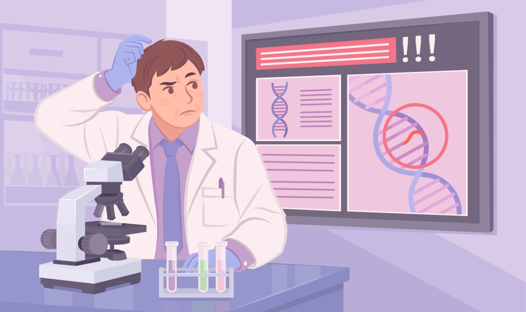 врач изучает генетические мутации для выявления генетических синдромов